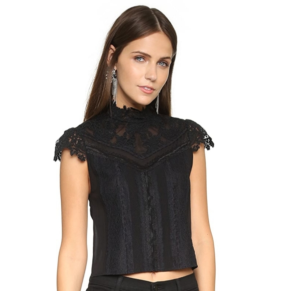 COPY - Alice & Olivia Victorian Mixed Lace Top - Picture 3 of 5